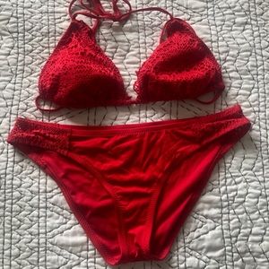 Sexy red triangle bikini